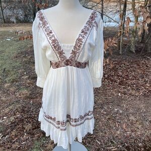 Shyanne Ivory Dress with Chestnut Detailing
